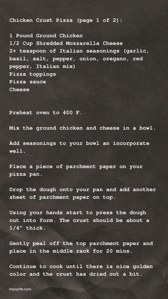 Recipe Card 1 of 2 chicken pizza