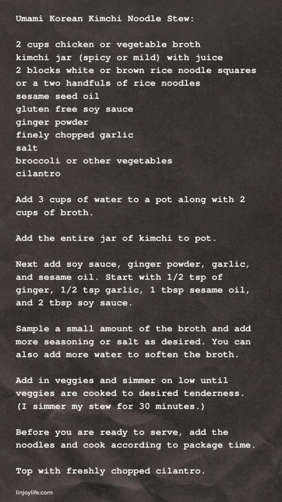 Recipe card for Kimchi Stew