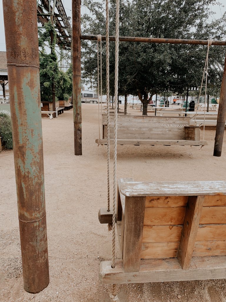 Swinging chairs on the grounds