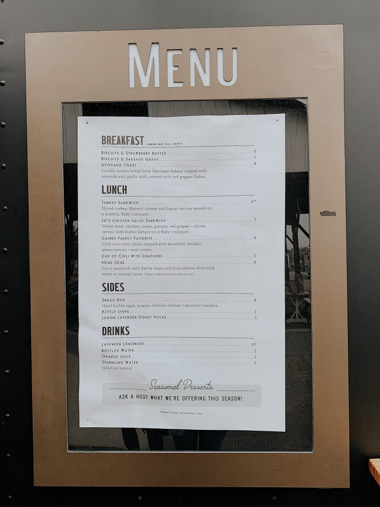 Menu for a local food truck