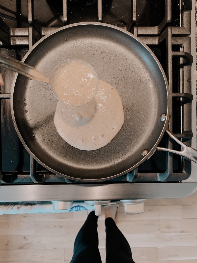 Lay the pancakes out into the pan